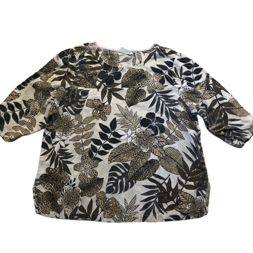 HOT COTTON LINEN LEOPARD TOP 1X‎